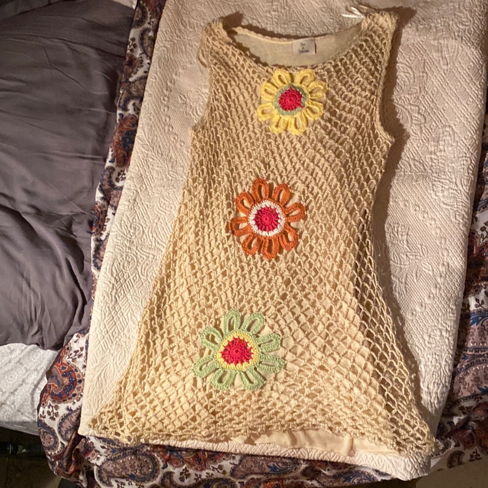 🦋 5 for $25 🦋 Hot and Delicious crochet cream flower mini dress